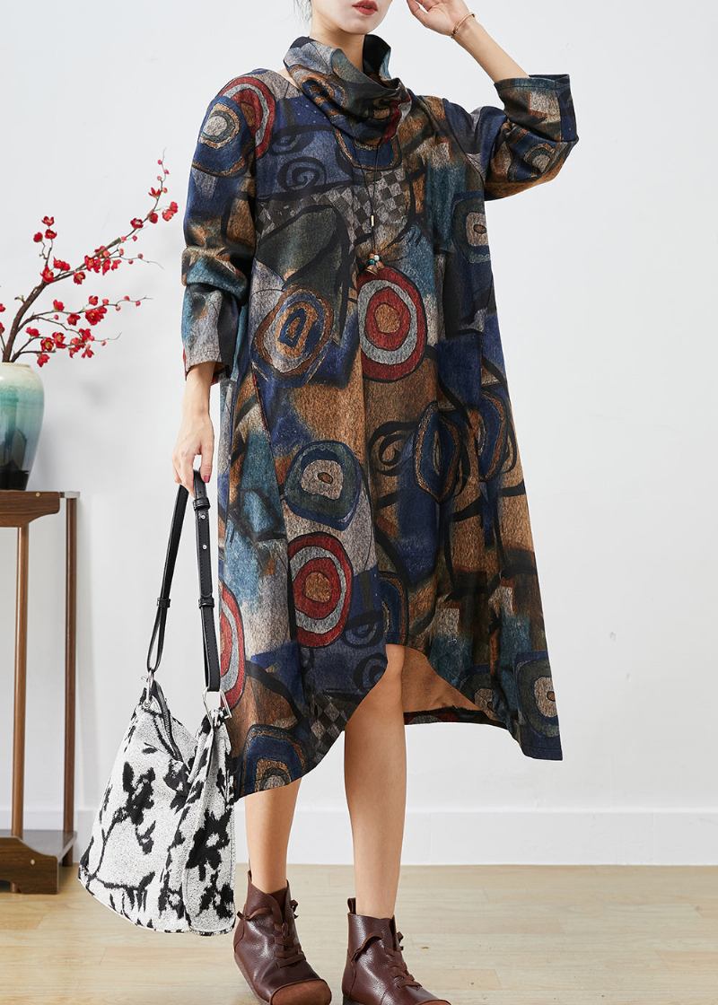 Übergroßes Marineblaues Wollkleid Mit Übergröße Und Print Zweiteiliger Anzug Herbst