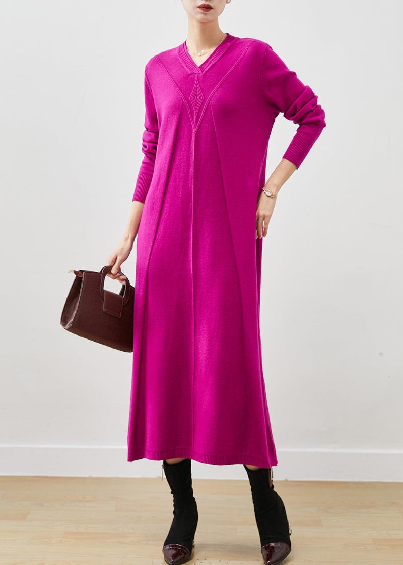 Übergroßes Wollpulloverkleid Mit Freiem Schal In Feiner Rose Für Den Winter - Damen-Wollmäntel