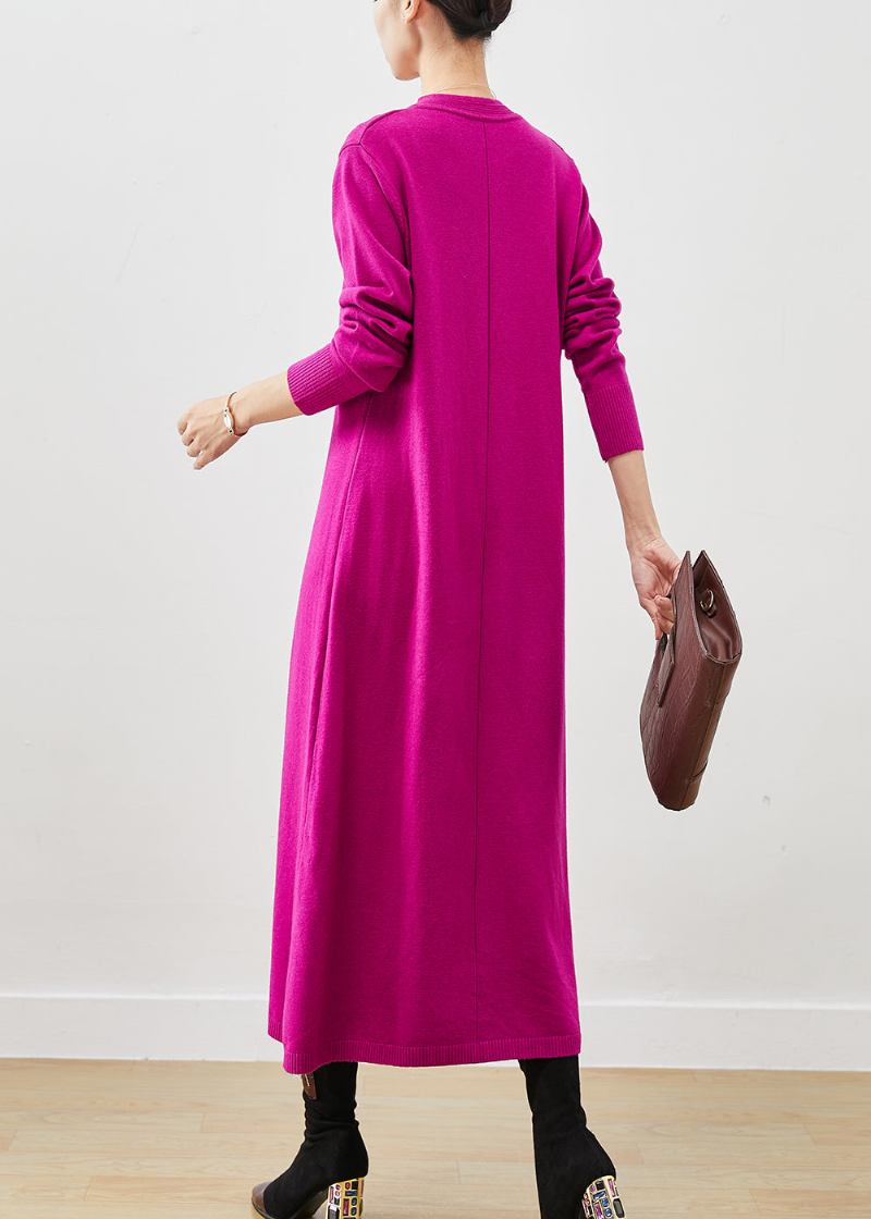 Übergroßes Wollpulloverkleid Mit Freiem Schal In Feiner Rose Für Den Winter - Damen-Wollmäntel