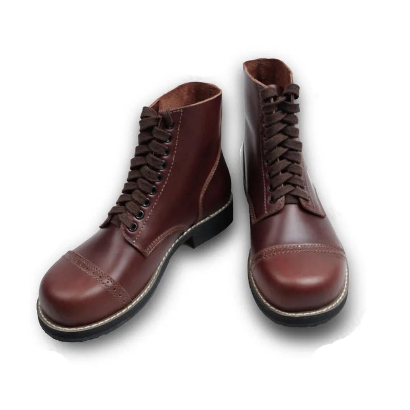 Amerikanische Cochran-fallschirmjäger-lederstiefel Vintage-stiefeletten - Braun