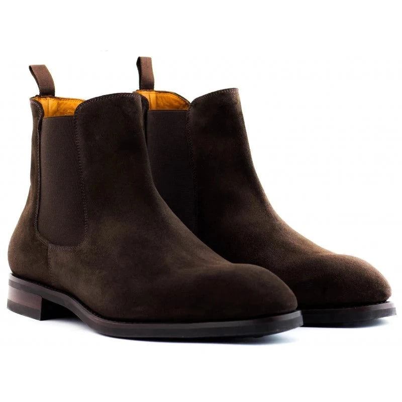 Chelsea-stiefel Einfarbig Winterstiefel Für Herren Handgefertigt Samt Rutschfeste Designer-schuhe - Braun