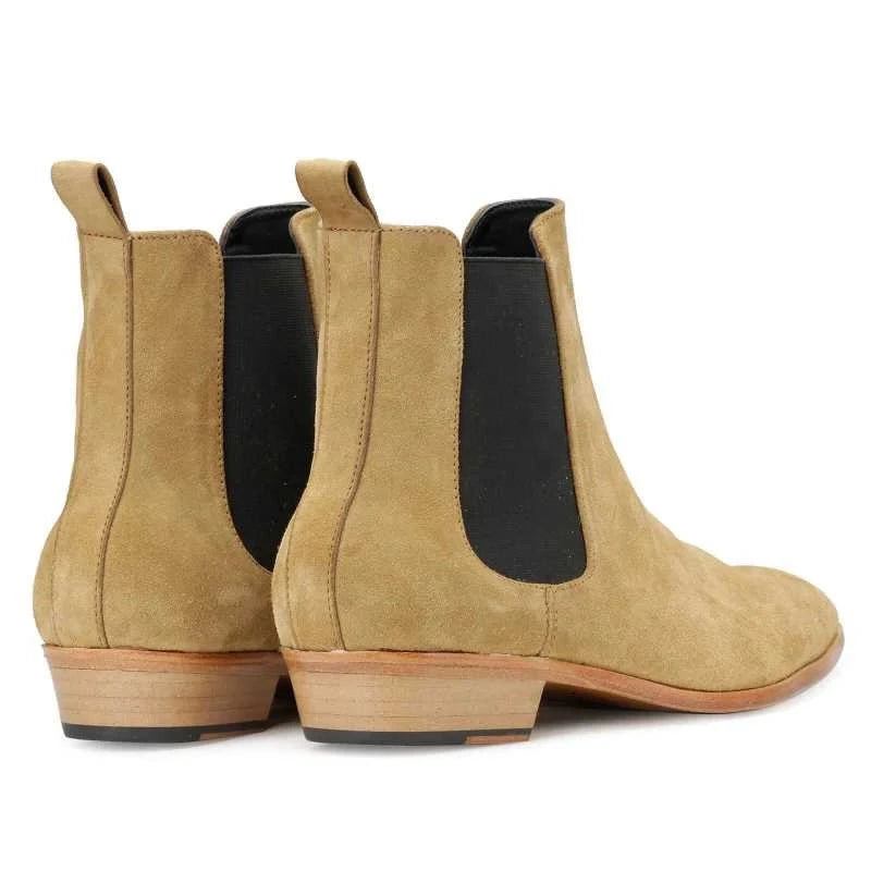 Chelsea-stiefel Handgefertigt Winterstiefel Für Herren Samt Einfache Arbeitsstiefel Designer-schuhe Für - Braun