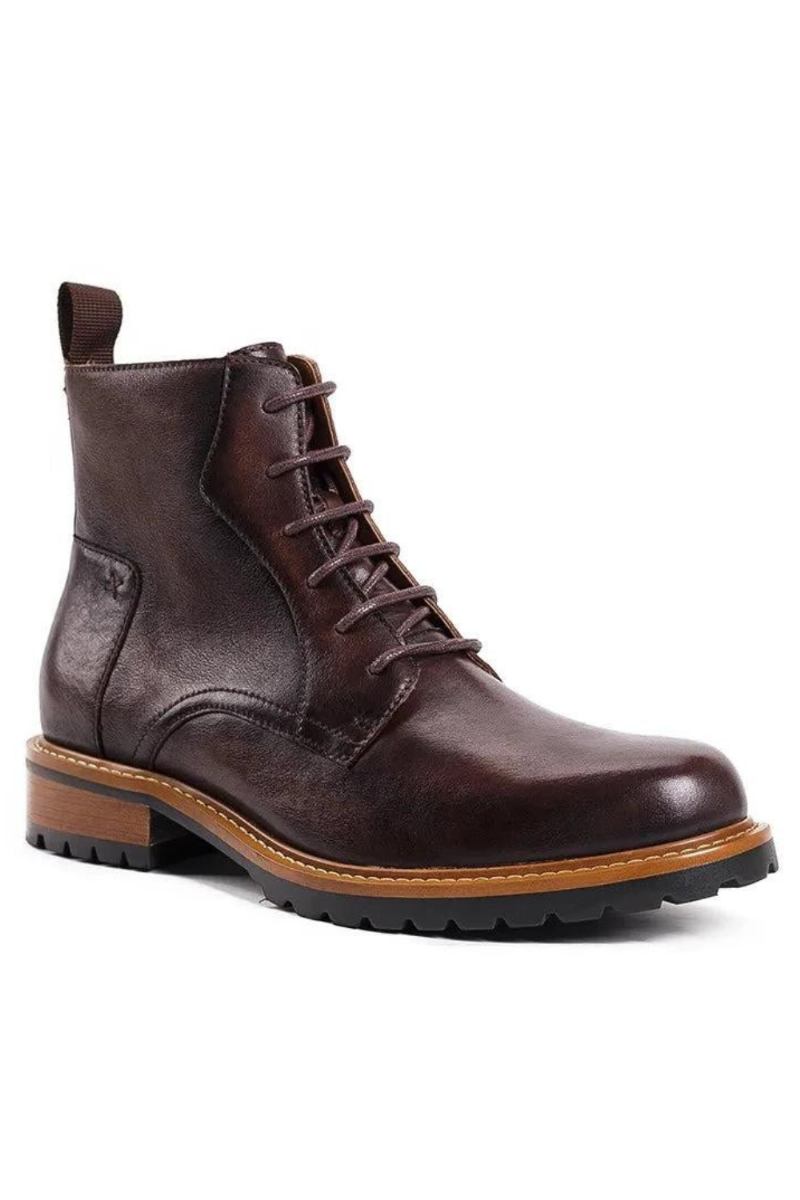 Herren-basic-stiefel Stiefeletten Für Herren Britischer Winter Mit Fell Warme Lässige Schnürstiefel Für Echtes Leder Handgefertigter Retro-stiefel