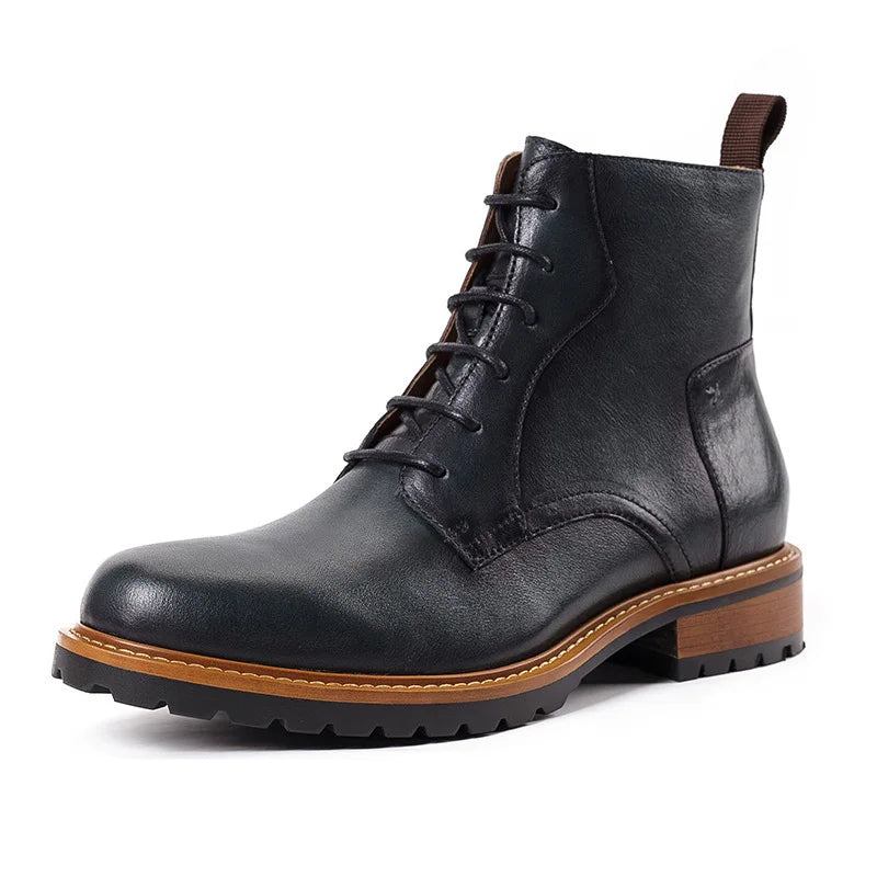 Herren-basic-stiefel Stiefeletten Für Herren Britischer Winter Mit Fell Warme Lässige Schnürstiefel Für Echtes Leder Handgefertigter Retro-stiefel - Kaffee