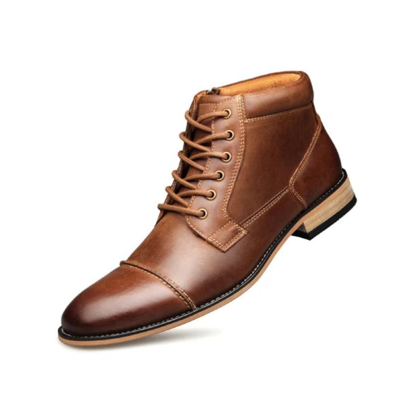 Herren-stiefeletten Handgefertigt Chelsea Echtes Leder Herrenstiefel Lässige High-top-stiefel - Braun