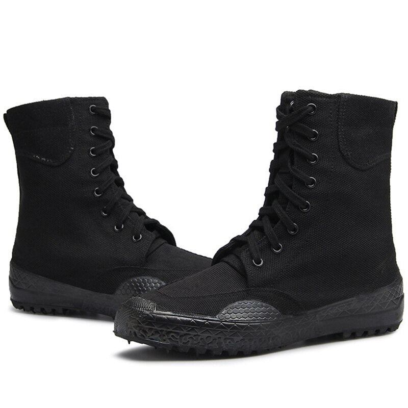 Herrenstiefel Für Herbst Freizeitschuhe Schnürstiefel Für Herren Hohe Flache Stiefel Wanderschuhe Für Sneaker - Schwarz