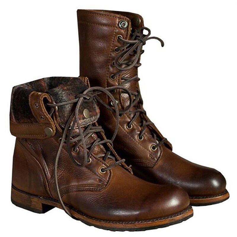 Herrenstiefel Leder Herbst Winter Halbhohe Retro-schuhe Britische Stiefel Für Herren - braun