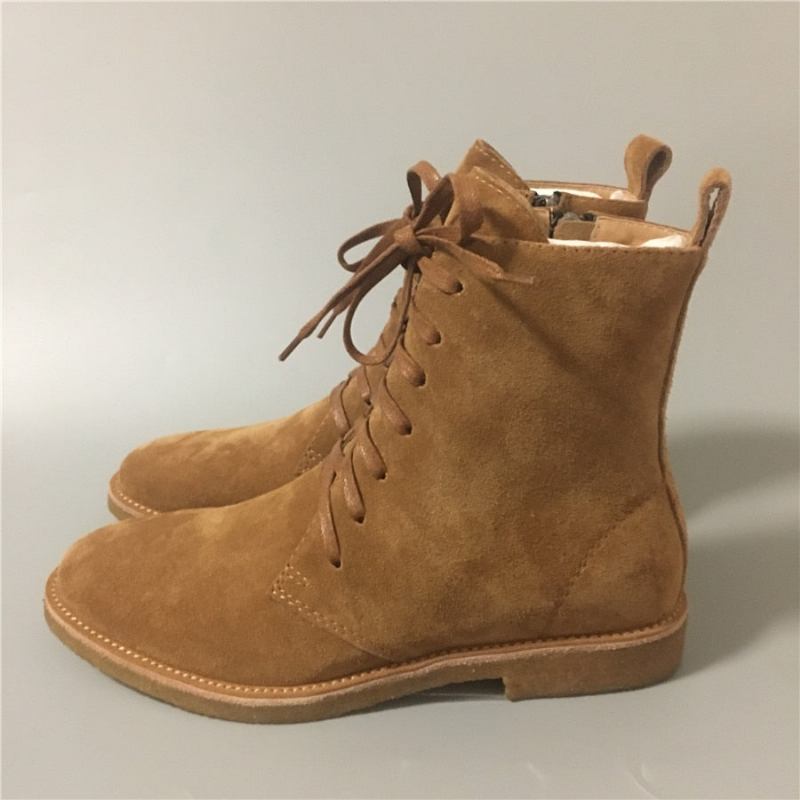 High Top Schnürstiefel Aus Echtem Wildleder Chelsea Herren Luxus Handgefertigte Militärstiefel Aus Martin - Braun