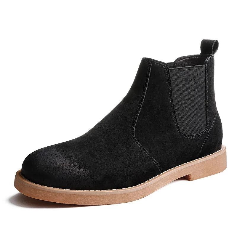 Luxus-chelsea-stiefel Aus Echtem Leder Für Herren Britischer Stil Winterstiefel - Grau