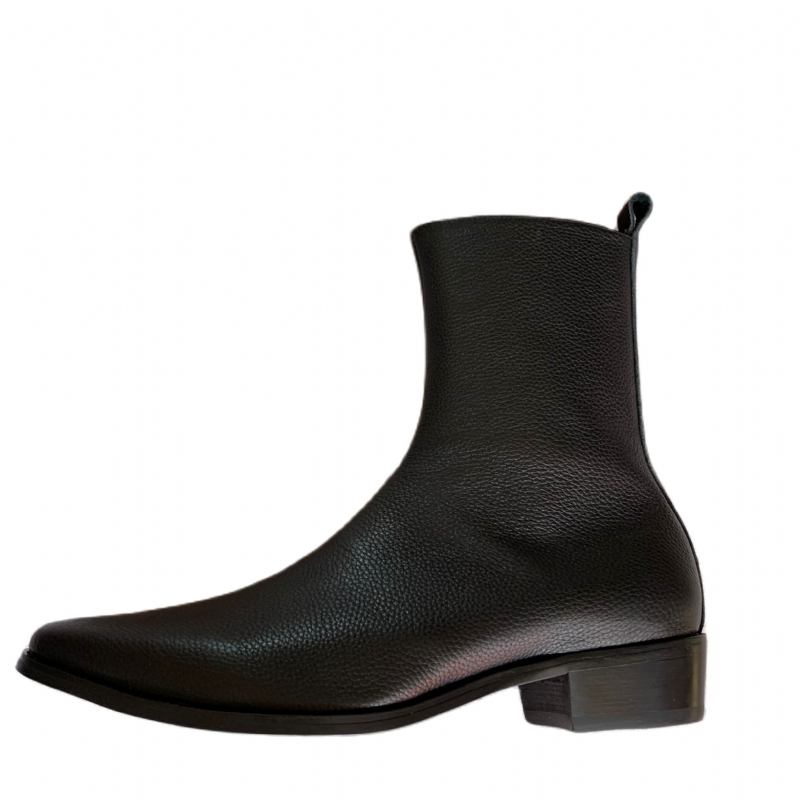 Rock-spitze-spitze-botines-hombre-keilabsatz Personalisierter Motor-high-boot Handgefertigte Botas - Schwarz