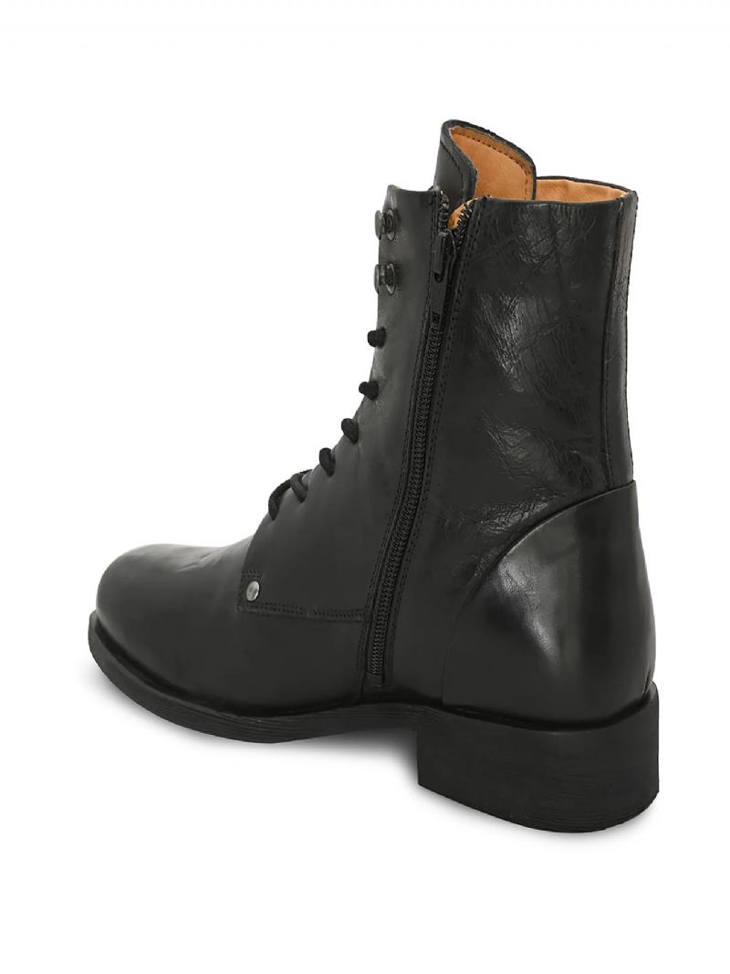 Schwarze Herrenstiefel Mit Schnürverschluss - Schwarz