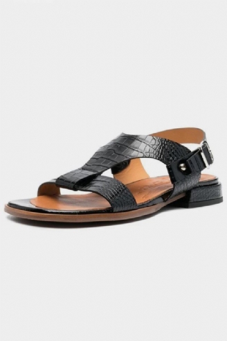 Flats-sandalen Damen Echtes Leder Niedrige Absätze Sommerschuhe Für Sandale