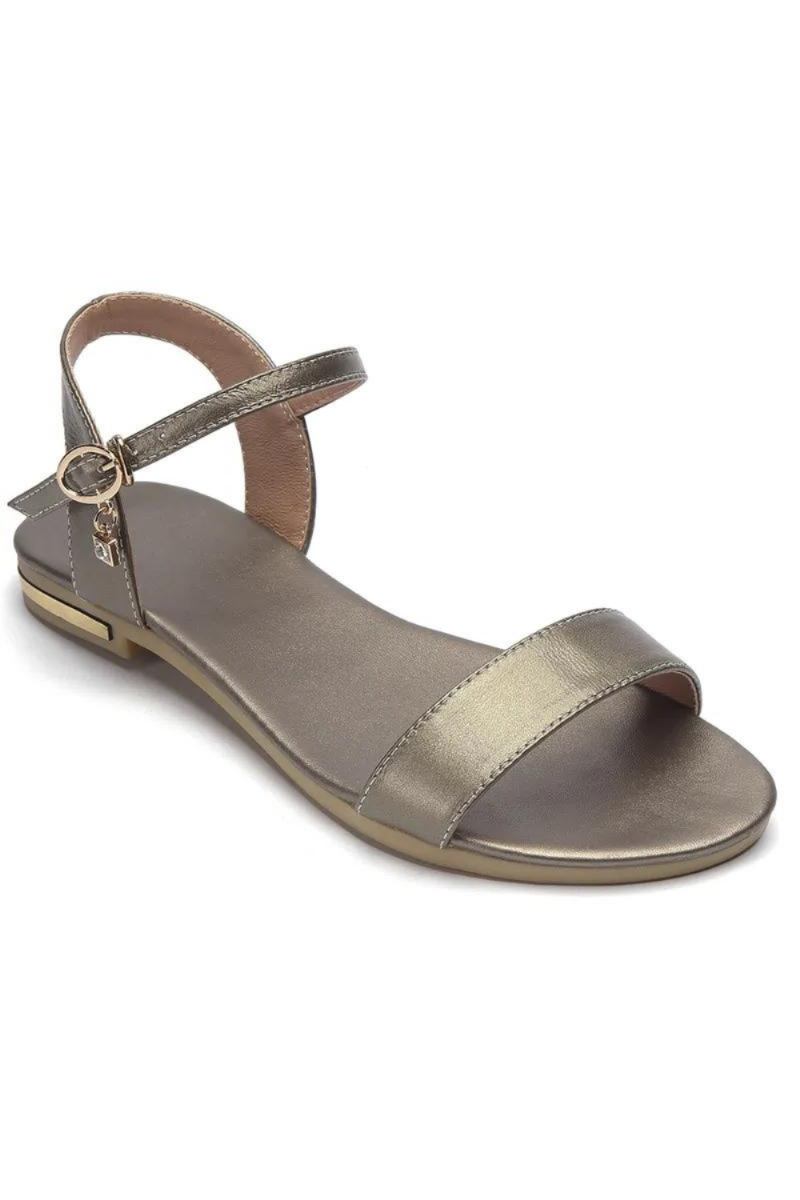 Sandalen Aus Echtem Leder Für Damen Strass Flache Für Den Sommer Freizeitschuhe Für