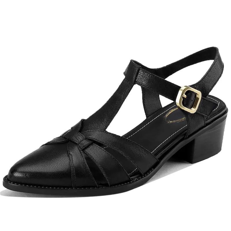 Sandalen Für Damen Quadratische Schuhe Mit Mittlerem Absatz Elegante Schlichte Sommerschuhe Für - Schwarz