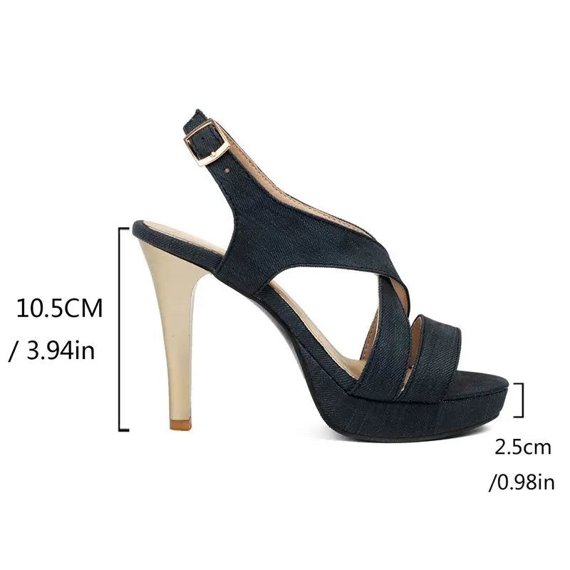 Sommersandalen Für Damen Offene Zehenpartie Crossover Schnallenriemen Stiletto Plateauschuhe - Weiß