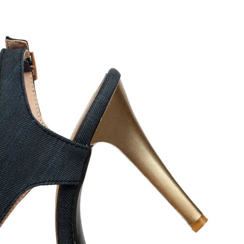 Sommersandalen Für Damen Offene Zehenpartie Crossover Schnallenriemen Stiletto Plateauschuhe - Weiß