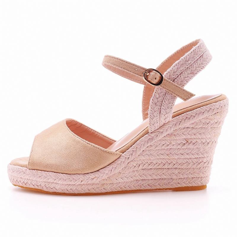 Sommerschuhe Für Damen Keilabsatzsandalen Plateau-high-heels - Beige