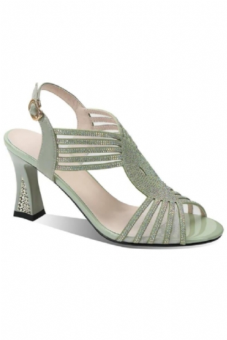 Sommerschuhe Peep-toe-sandalen Für Damen Schnalle Dicke High Heels