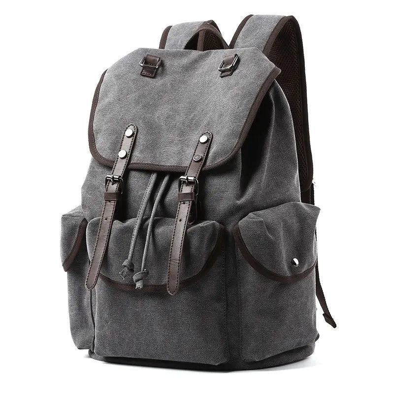 Canvas-vintage-rucksack 30 L Großer Reiserucksack Lässige Büchertasche Für 15.6-zoll-laptop Reise - Grau