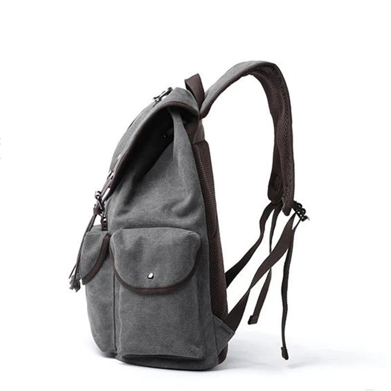 Canvas-vintage-rucksack 30 L Großer Reiserucksack Lässige Büchertasche Für 15.6-zoll-laptop Reise - Grau