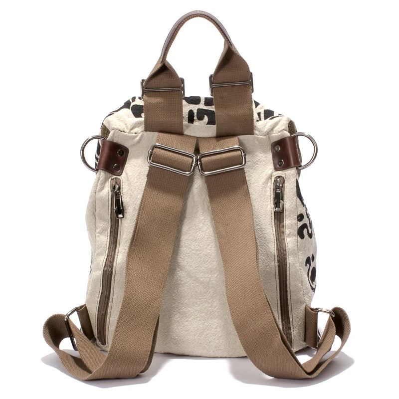 Lässiger Erfolgreicher Canvas-rucksack Auflistung Einfacher Studentenrucksack Wilde Reisetasche - Beige