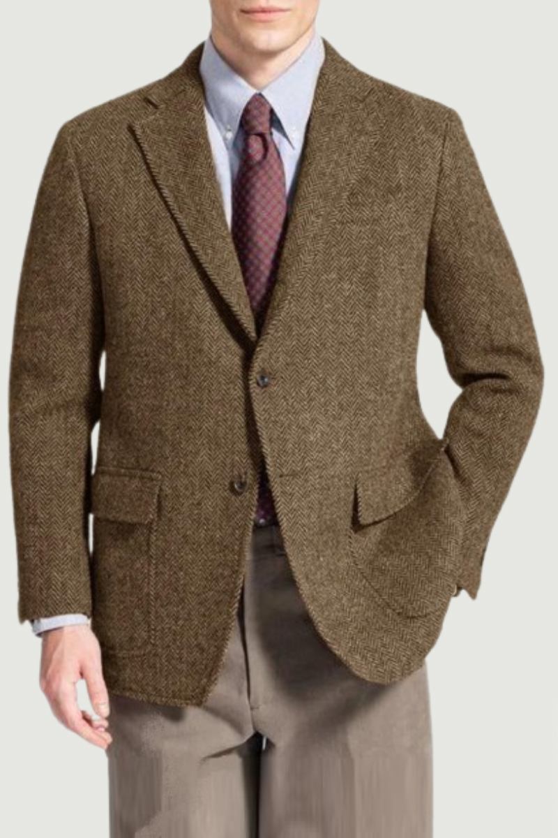 Herren-blazer Einreihig Fischgrätenmuster Warmer Wollmantel Anzug Und Blazer Für Männer Luxus-designer Amerikanischer Mann