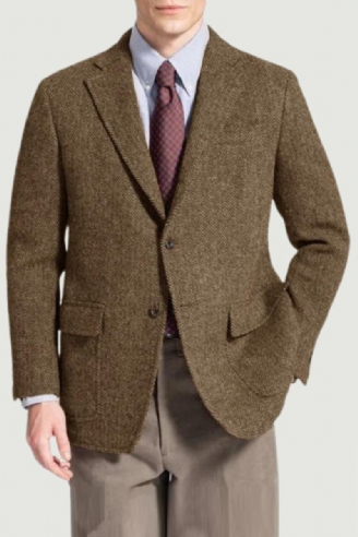 Herren-blazer Einreihig Fischgrätenmuster Warmer Wollmantel Anzug Und Blazer Für Männer Luxus-designer Amerikanischer Mann