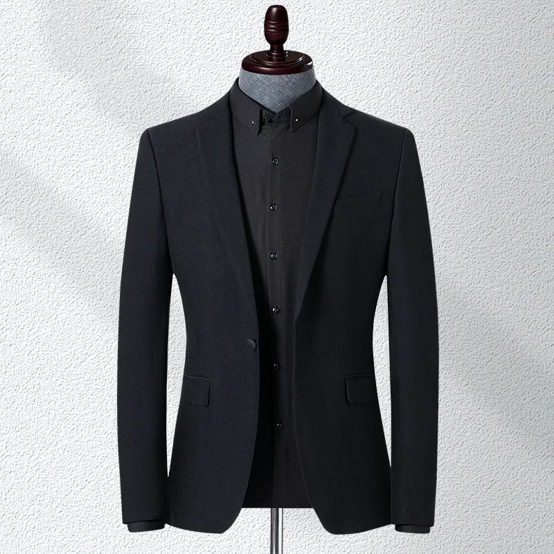 Herren Slim Fit Einfarbig Lässig Elegante Anzugjacken Oberbekleidung Luxuriöse Mäntel Stilvolle Frühlings- Und Herbstoutfits - Schwarz