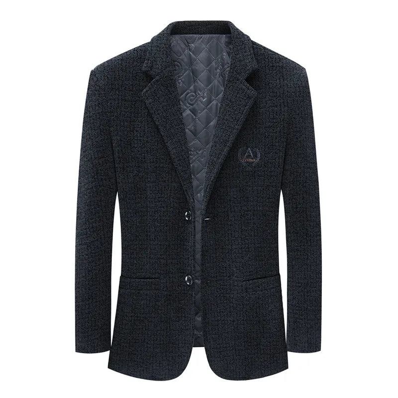 Herren-slim-fit Trendiger Bankettanzug Schöner Freizeitanzug Tweed-anzugjacke - Schwarz