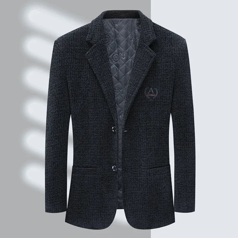 Herren-slim-fit Trendiger Bankettanzug Schöner Freizeitanzug Tweed-anzugjacke - Schwarz