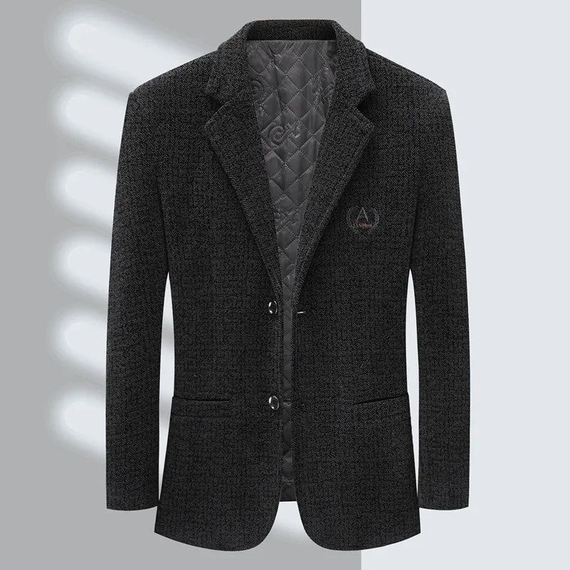 Herren-slim-fit Trendiger Bankettanzug Schöner Freizeitanzug Tweed-anzugjacke - Schwarz