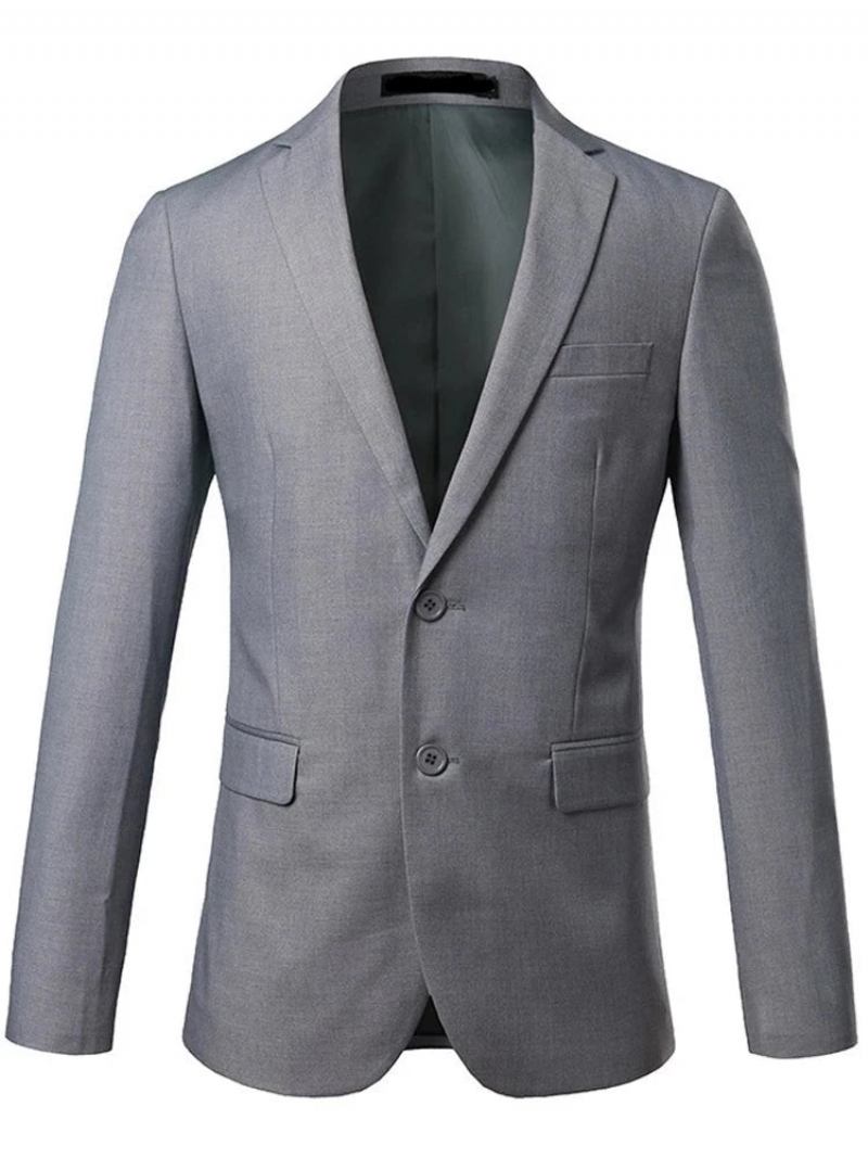 Herren Smart Casual Blazer Formelles Business Bräutigam Hochzeitskleid Show Social Tops Anzugjacke - Grau