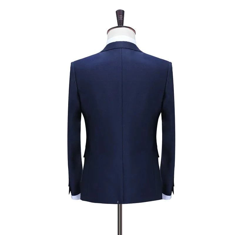 Herrenanzüge Slim Custom Fit Smoking Business-kleid Hochzeitsanzug Blazer - Blau