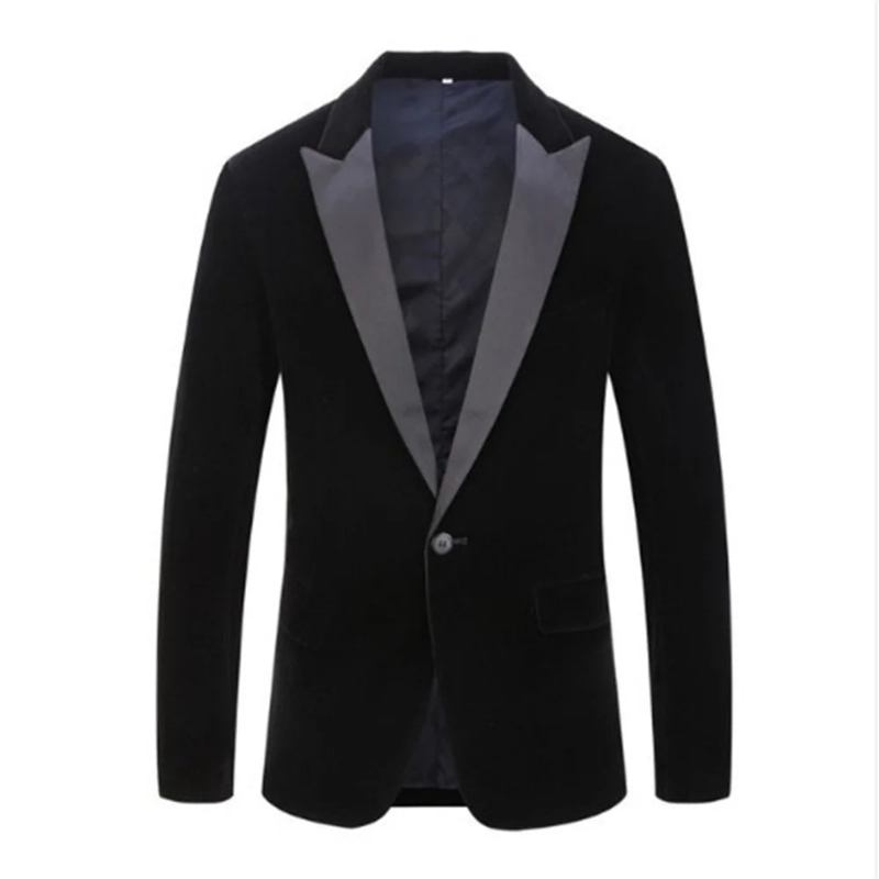 Herrenblazer Einreihige Jacke Formeller Bräutigam-smoking Schmales Hochzeits-partykleid Business-casual-anzug Für Männer - Schwarz