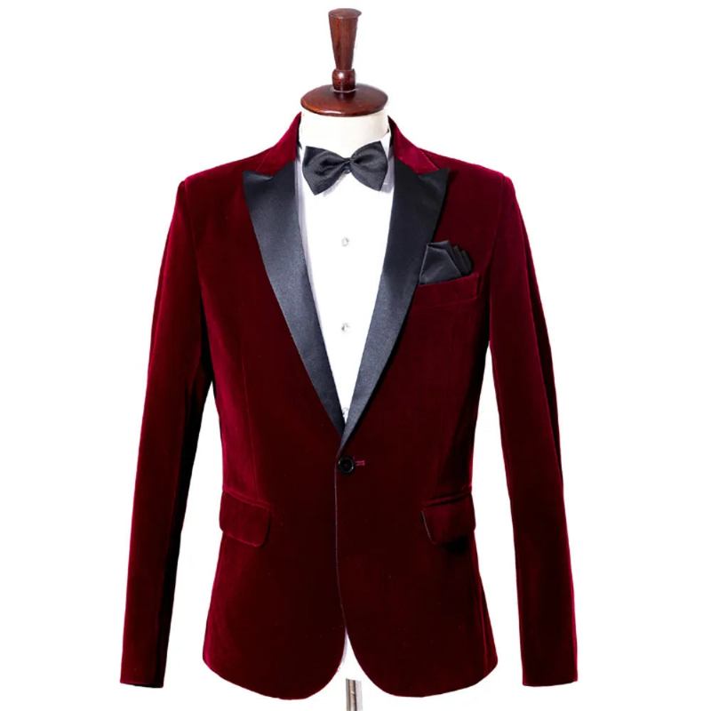 Herrenblazer Einreihige Jacke Formeller Bräutigam-smoking Schmales Hochzeits-partykleid Business-casual-anzug Für Männer - Schwarz