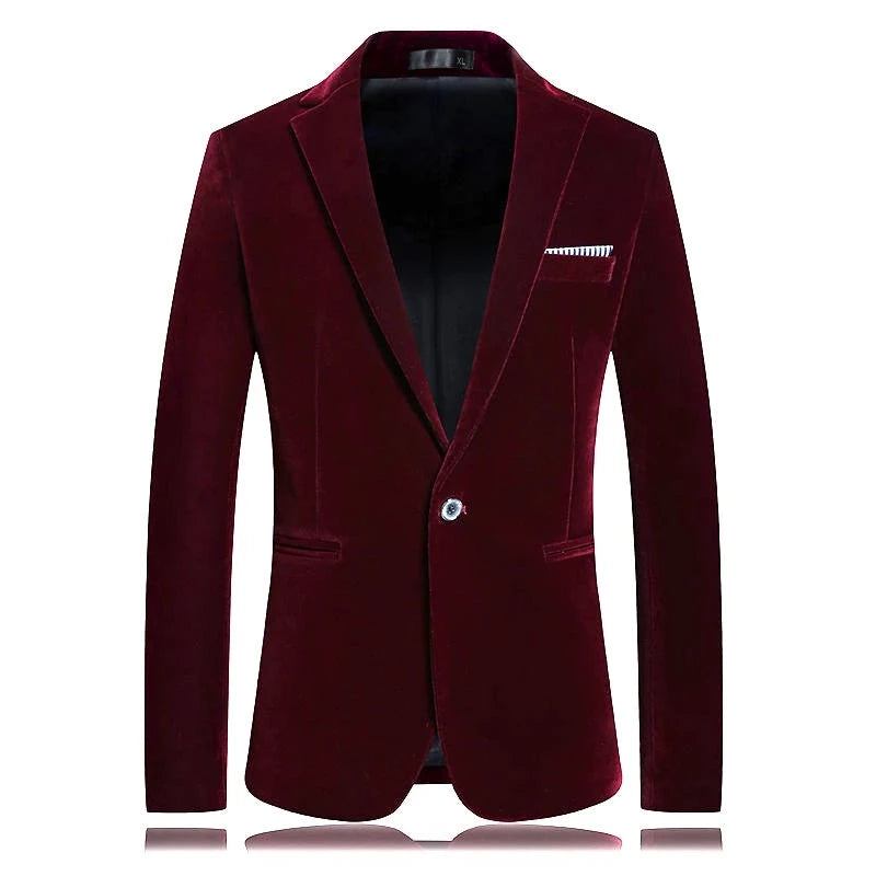 Lässige Business Herren Anzugjacke Goldener Samt Hochzeitskleid Anzug Blazer Bräutigam Gastgeber Mantel - Blau