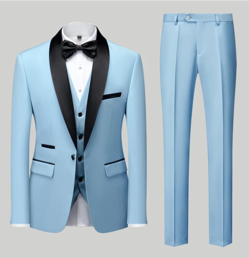 Lässiger Herren-businessanzug Boutique-blazer Weste Hose Bräutigam Hochzeitskleid Party Anzug - Schwarz