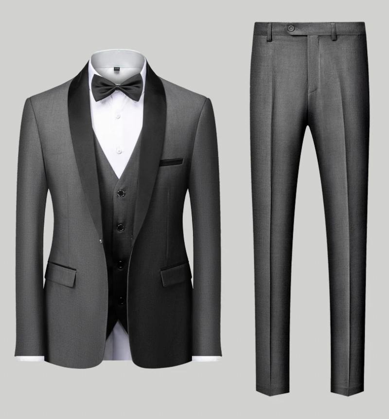 Lässiger Herren-businessanzug Boutique-blazer Weste Hose Bräutigam Hochzeitskleid Party Anzug - Schwarz