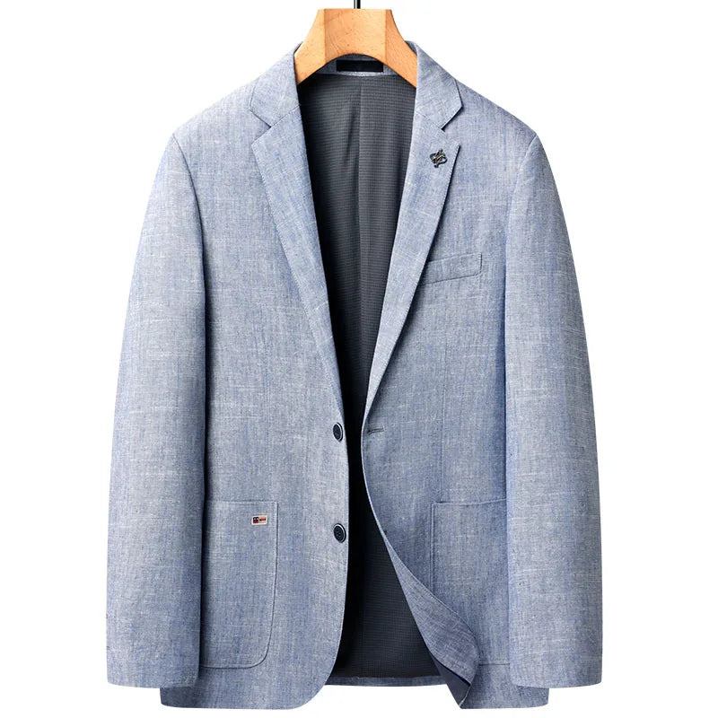 Leinenblazer Herren Locker Business Lässig Anzugjacke Luxuriöse Outdoor-mäntel Frühlingsanzüge Für - Blau