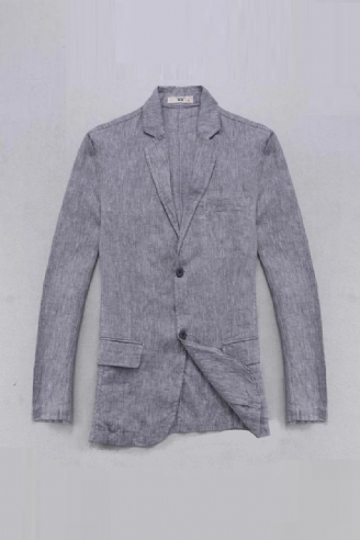 Leinenjacke Herrenblazer Einfarbig Smart Lässig Herrenjacken Blazer