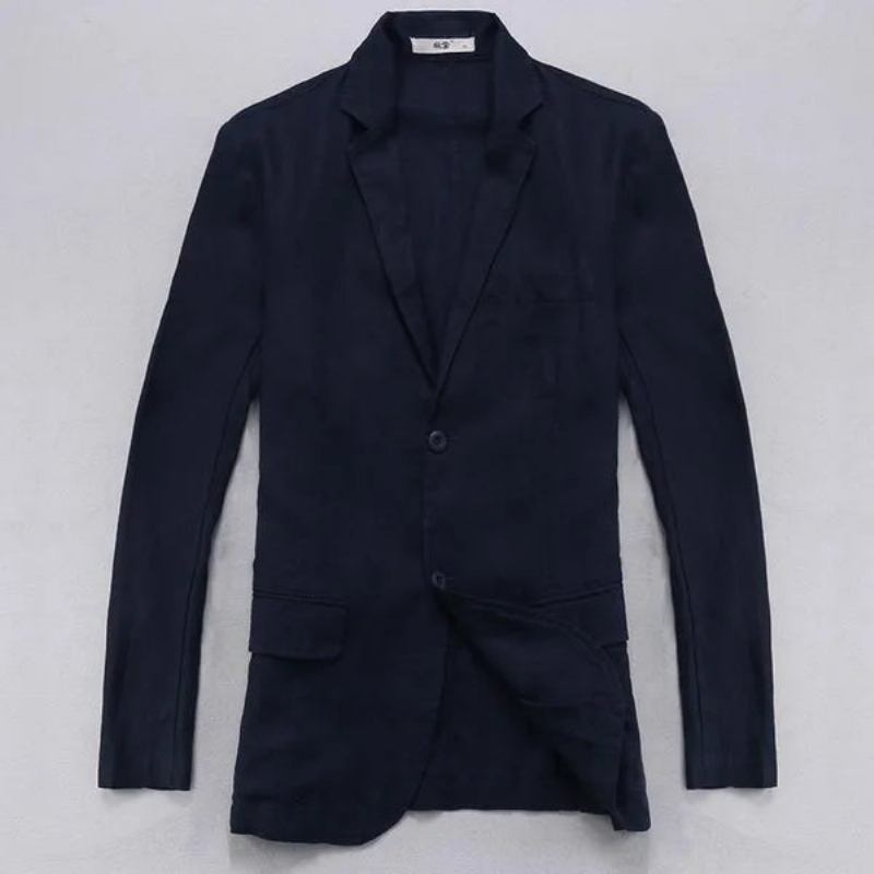 Leinenjacke Herrenblazer Einfarbig Smart Lässig Herrenjacken Blazer - Marineblau