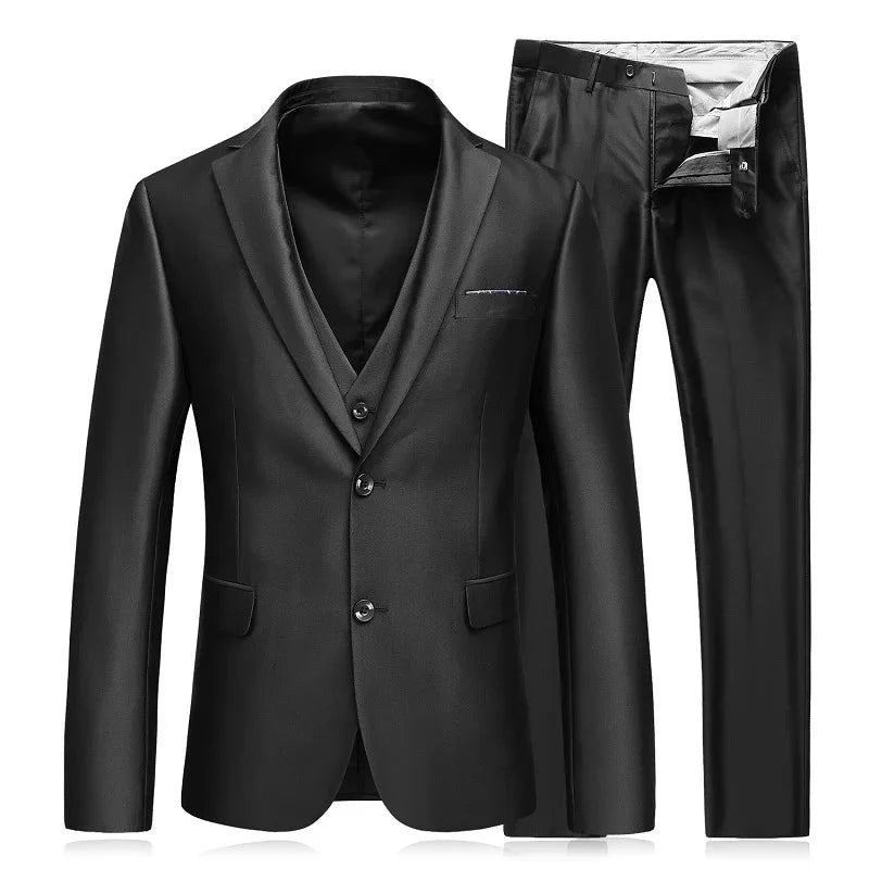 Slim Fit Anzüge Für Männer Mit Revers Business Hochzeit Bräutigam Freizeit Smoking Neueste Mantel- Und Hosendesigns - schwarz