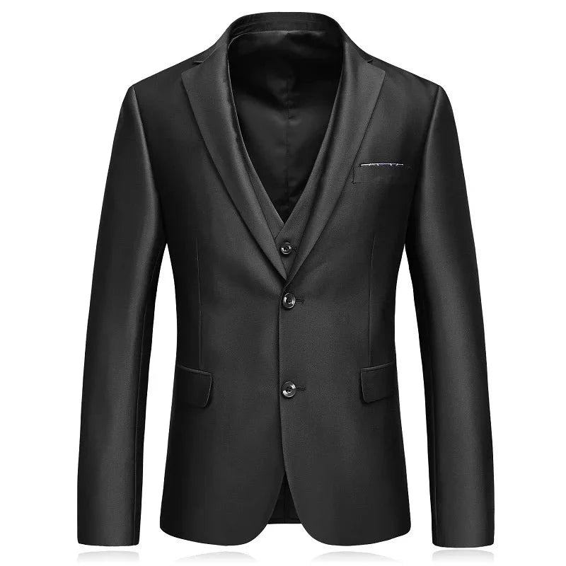 Slim Fit Anzüge Für Männer Mit Revers Business Hochzeit Bräutigam Freizeit Smoking Neueste Mantel- Und Hosendesigns - schwarz