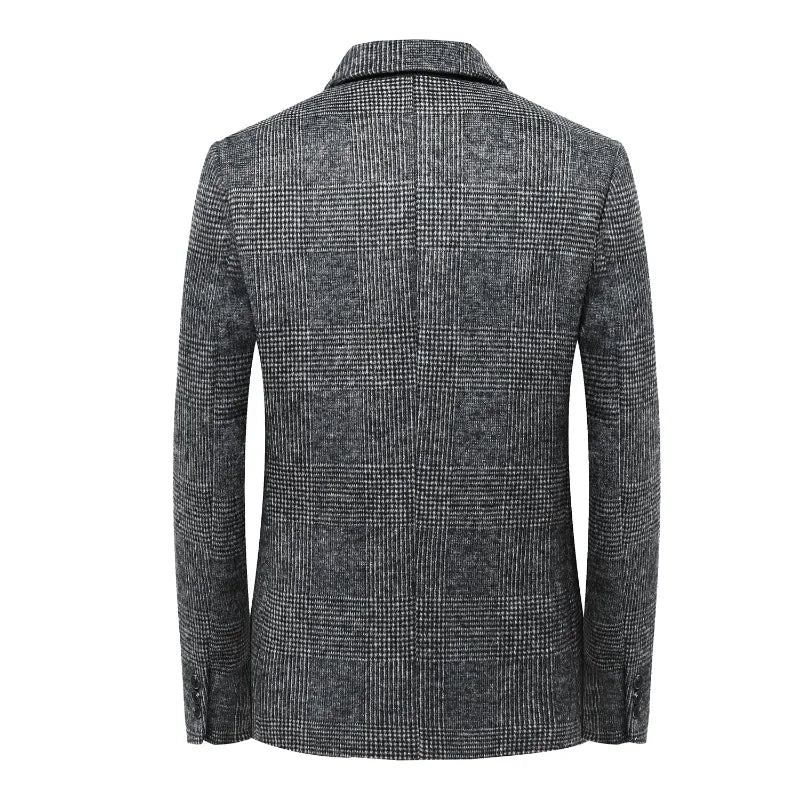 Wolle Warme Männer Für Blazer Herbst Winter Smart Casual Klassischer Einreihiger - Grau