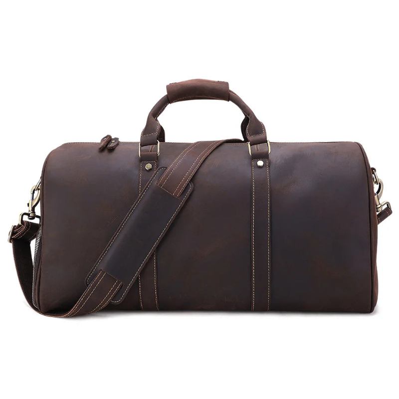 Große Reisetasche Aus Echtem Leder Business-reisetasche Für Männer Crazy Horse-leder Retro-reisetasche Wochenend-reisetasche Für - Kaffee