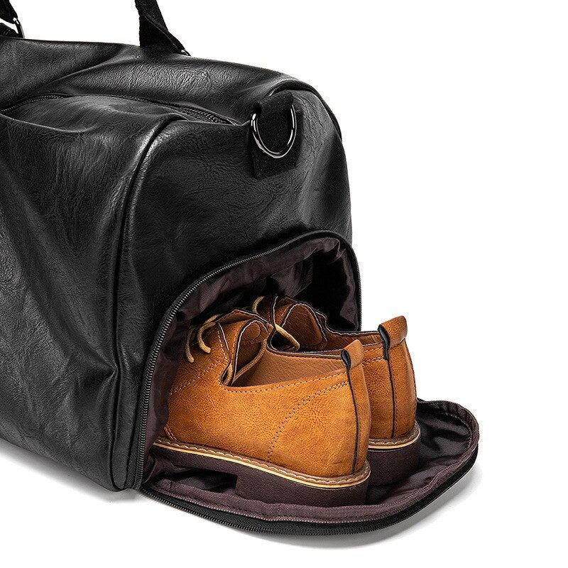 Handtasche Aus Leder Für Herren Reisetasche Mit Großem Fassungsvermögen Umhängetasche Für Männer Hand-reisetasche Lässige Kuriertaschen - Schwarz