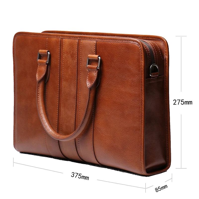 Ledertasche Vintage-aktentasche Für Männer Leichte Laptoptasche Herrenhandtasche Messenger-tasche - Schwarz