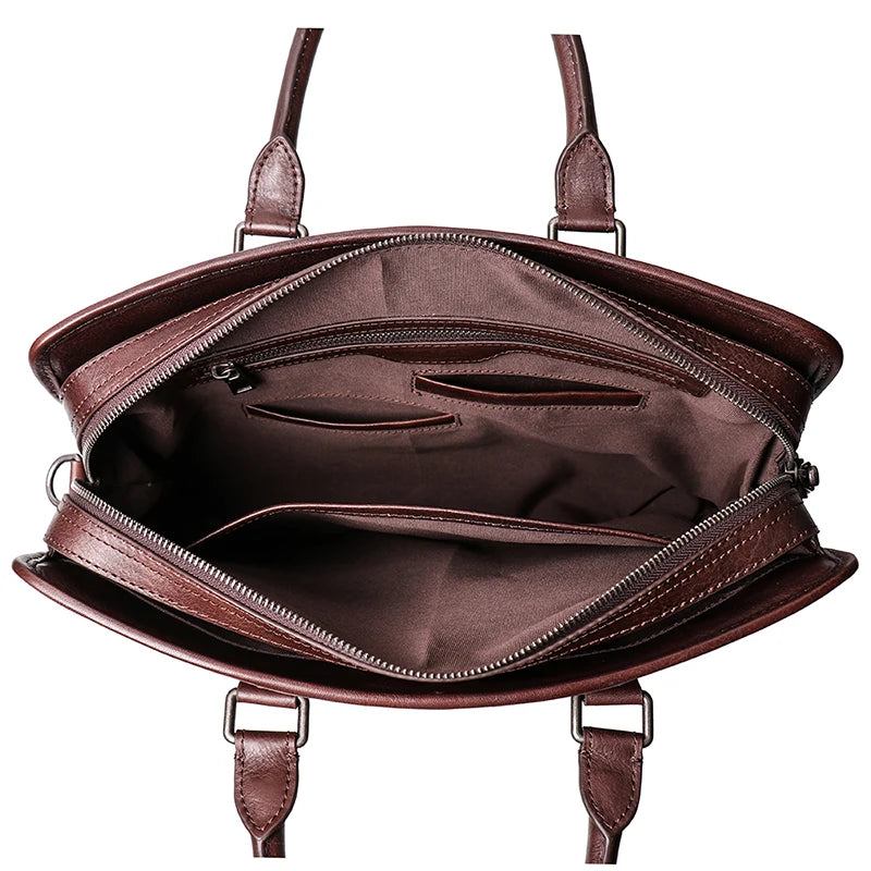 Ledertasche Vintage-aktentasche Für Männer Leichte Laptoptasche Herrenhandtasche Messenger-tasche - Schwarz