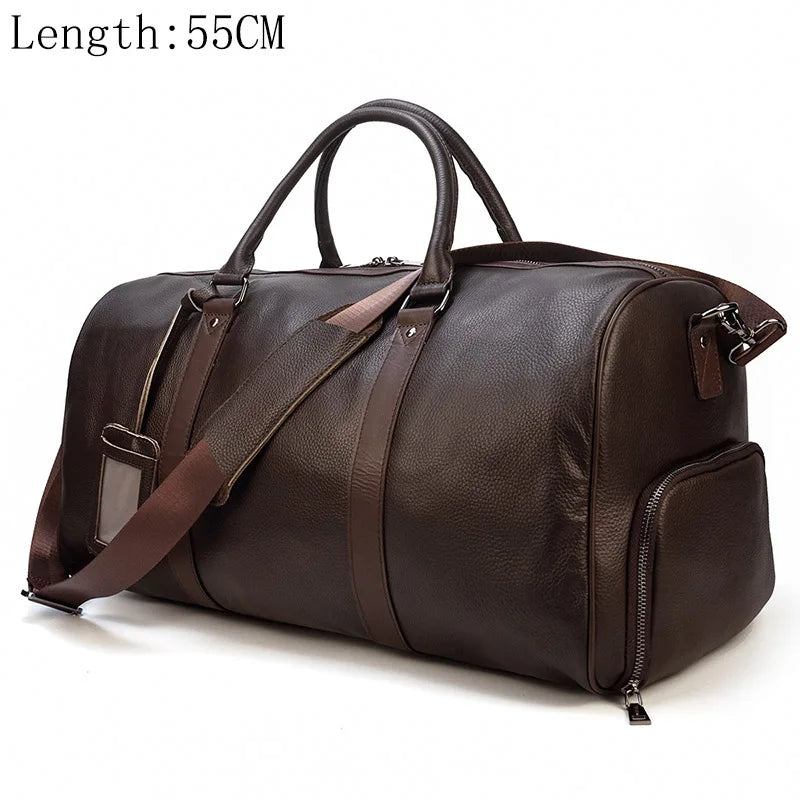 Reisetasche Aus Echtem Leder Für Herren Unisex-reisetasche Mit Schuhfach Weiche Tragetasche Für Handgepäck - braun2 (45cm)