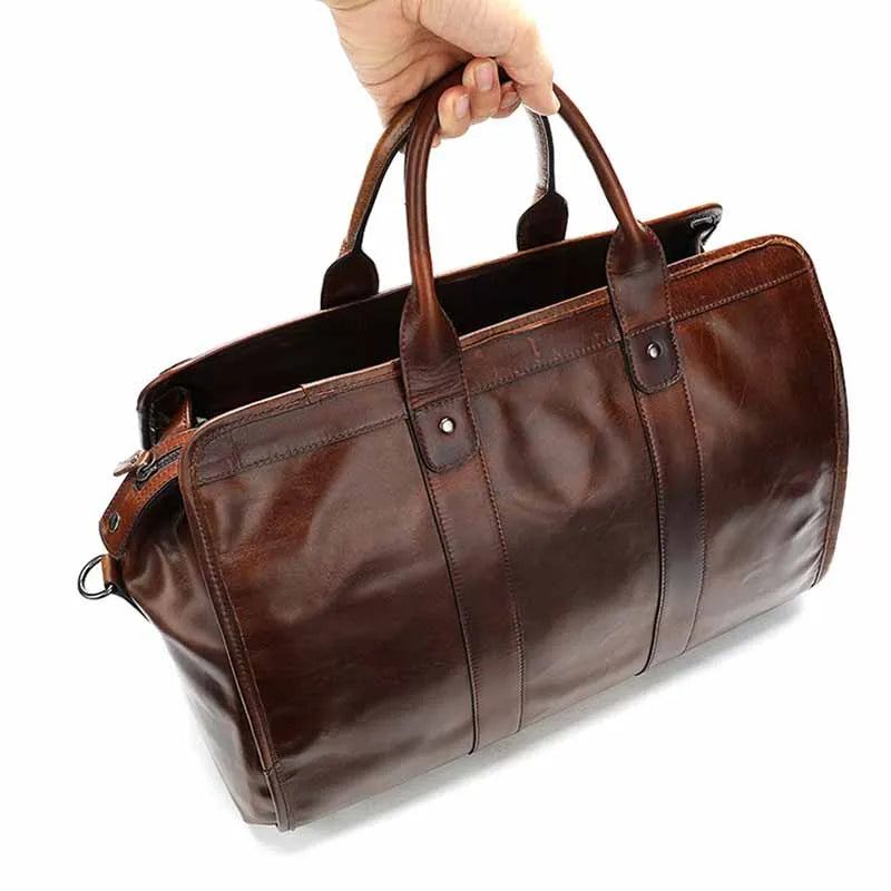 Reisetasche Aus Echtem Leder Für Männer Und Frauen Handgepäck - Braun